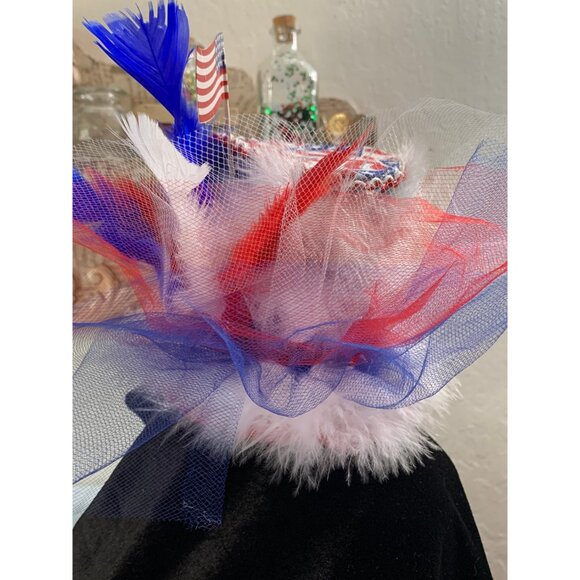 Fourth Of July Mini Blue Top Hat Fascinator